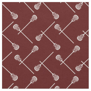Maroon Lacrosse White Sticks Patterned Fabric