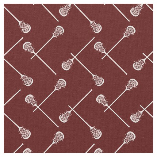Maroon Lacrosse White Sticks Patterned Fabric