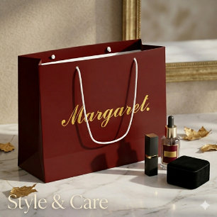 Maroon Large Personalized Gift Bag with Name