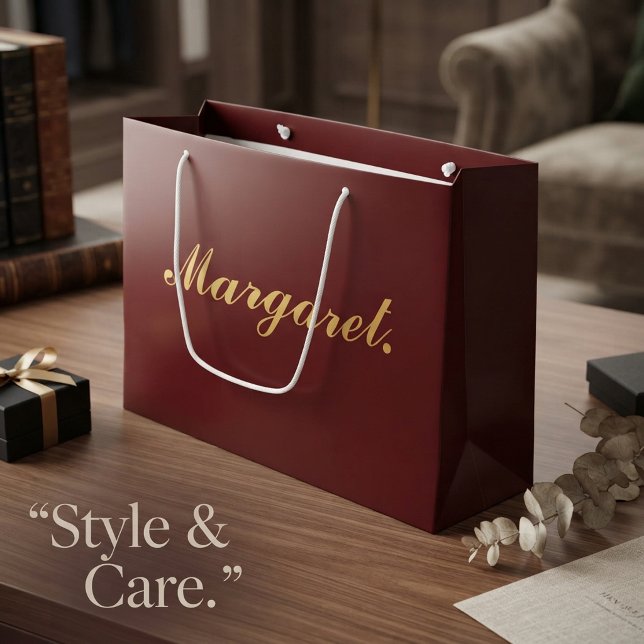Maroon Large Personalized Gift Bag with Name (Maroon Large Personalized Gift Bag with Name)