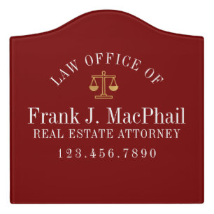 Maroon Law Office Name and Title Wall or Door Sign