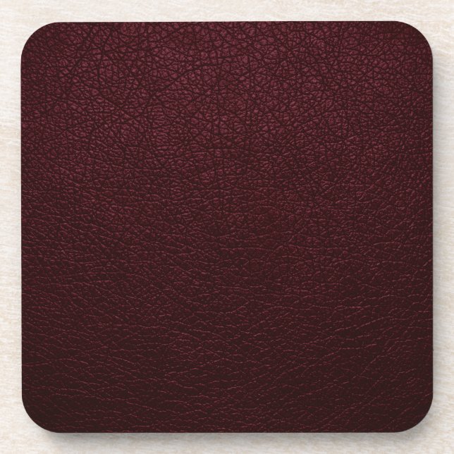 Maroon Leather Beverage Coaster (Front)