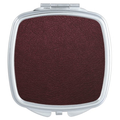Maroon Leather Compact Mirror