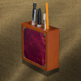 Maroon Leather Style Personalized Pen Holder Gift