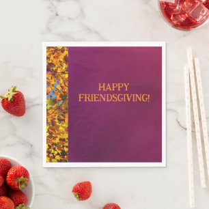 Maroon Leaves Thanksgiving Friendsgiving Napkins