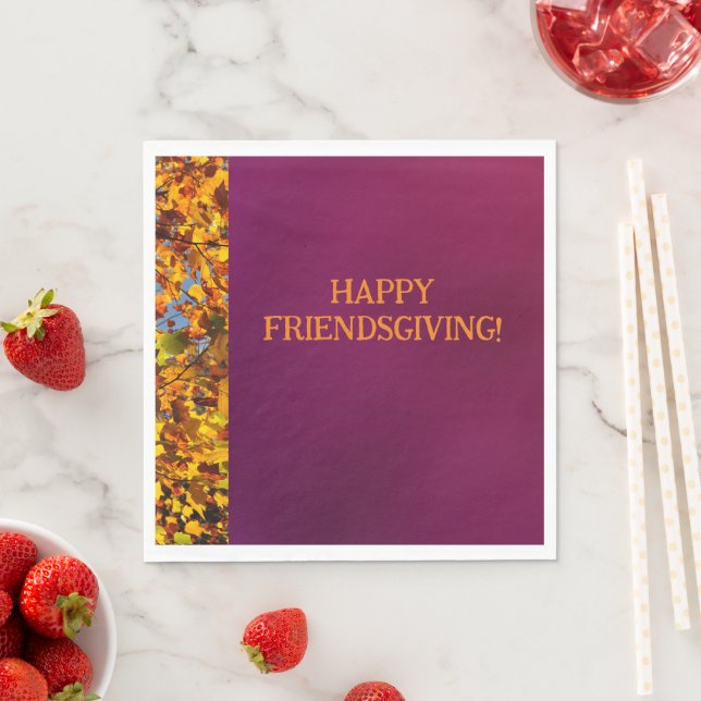 Maroon Leaves Thanksgiving Friendsgiving Napkins (Insitu)
