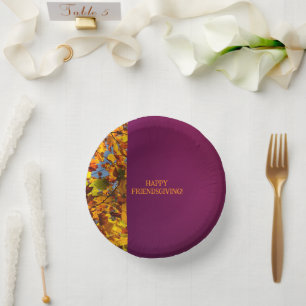Maroon Leaves Thanksgiving Friendsgiving Paper Bowls