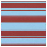 [ Thumbnail: Maroon & Light Sky Blue Stripes Pattern Fabric ]