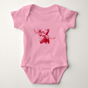Maroon Longhorn Steer with Cowboy Hat Baby Bodysuit