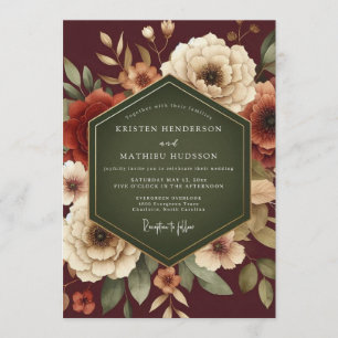 Maroon Lush Autumnal Wedding Invitation