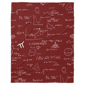 Maroon Math Equations Formulas Algebra Fleece Blanket