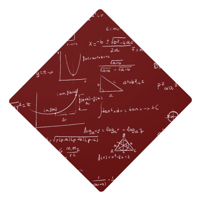 Maroon Math Equations Formulas Graduation Cap Topper (Front)