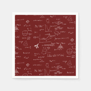 Maroon Math Equations Graphics Graduation Napkins