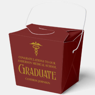 Maroon Medical School Graduation Party Fortune Favor Boxes