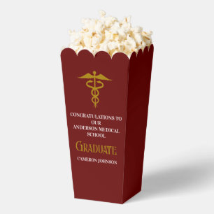 Maroon Medical School Graduation Party Popcorn Favor Boxes