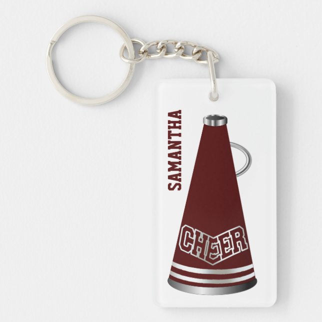 Maroon Megaphone Cheerleader Key Chain (Front)