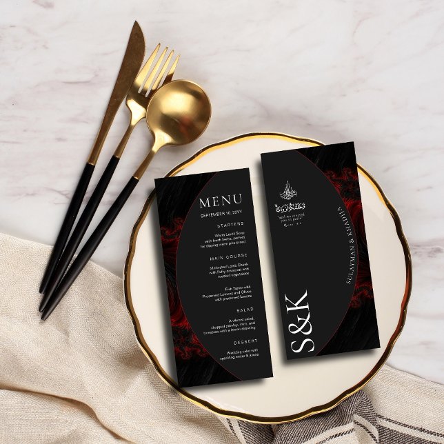 Maroon Minimal Elegant B&W Modern Islamic Wedding Menu (Creator Uploaded)