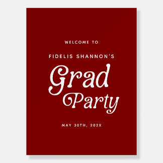 Maroon Minimal Retro Graduation Welcome Sign