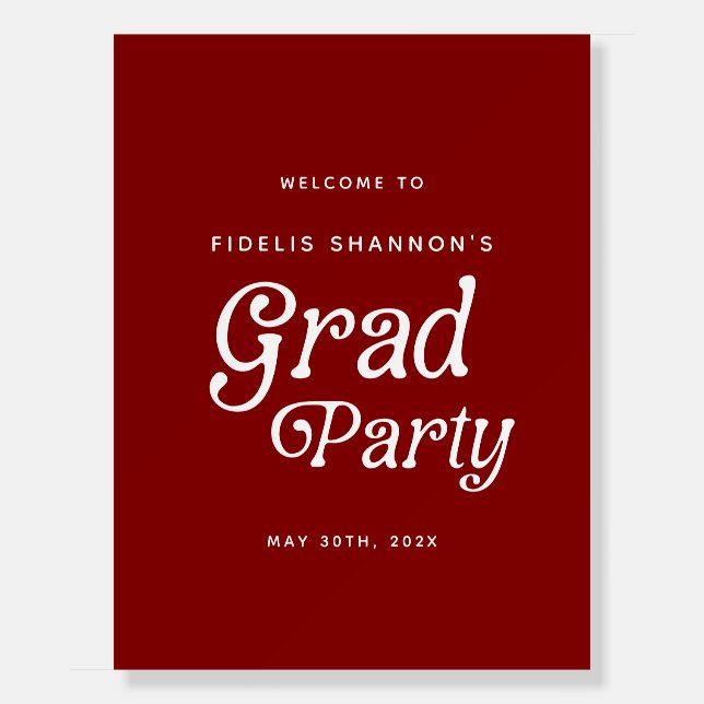 Maroon Minimal Retro Graduation Welcome Sign (Front)