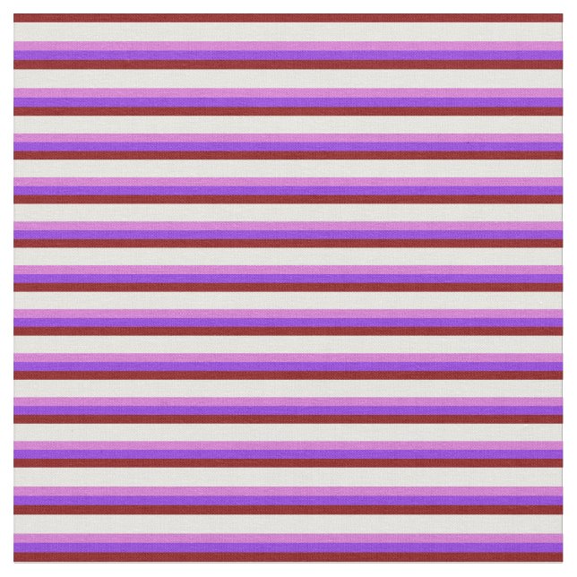 Maroon, Mint Cream, Orchid & Purple Pattern Fabric (Close Up)
