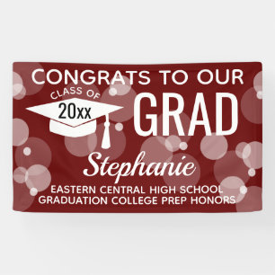Maroon Modern Bubbles Congrats Grad Graduation Banner