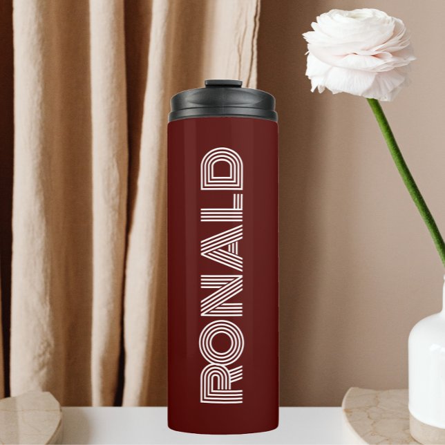 Maroon Modern Typography Personalized Thermal Tumbler (In Situ)