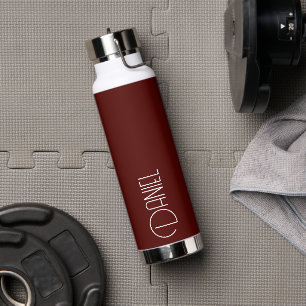 Maroon Modern Typography Personalized Water Bottle