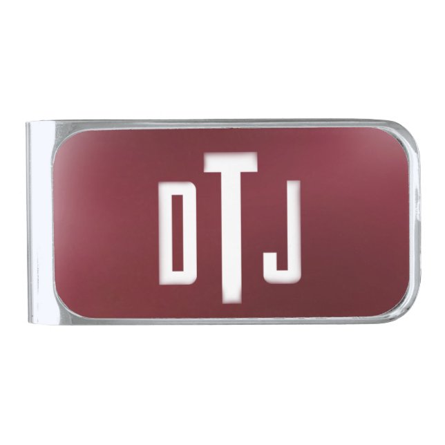Maroon Monogram Money Clip (Front)