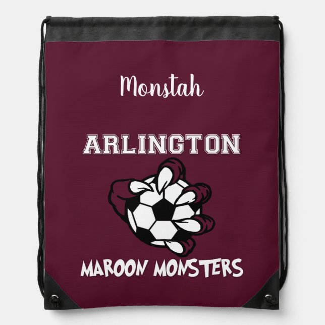Maroon Monster Drawstring Bag (Front)