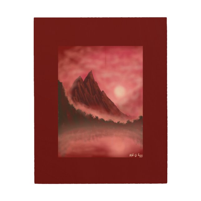 Maroon Mountain Wood Wall Art (Front)
