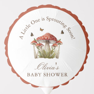 Maroon Mushroom Butterfly Theme Baby Shower Decor Balloon
