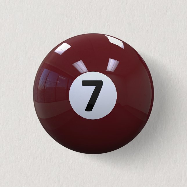 Maroon No. 7 Billiard Pool Ball Button (Front)
