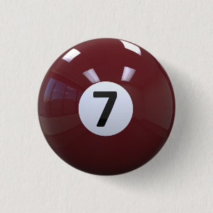 Maroon No. 7 Billiard Pool Ball Button