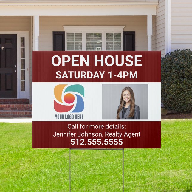 Maroon Open House Real Estate Company Logo Yard Sign (Creator Uploaded)