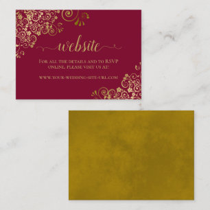 Maroon or Burgundy & Gold Elegant Wedding Website Enclosure Card