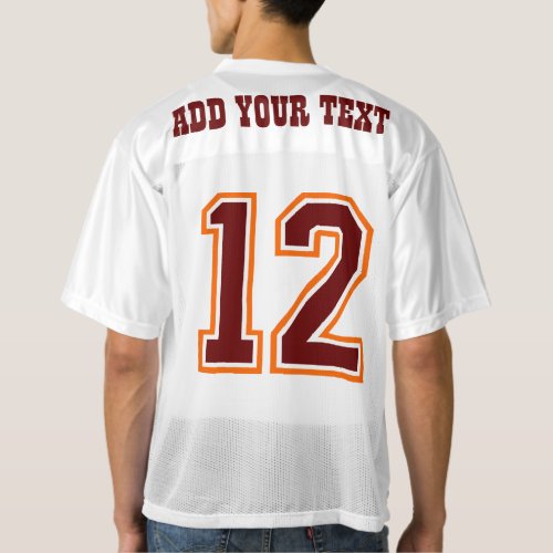 Maroon  Orange Number 12 mens football jersey