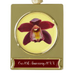 Maroon Orchids I Beautiful Red Floral Gold Plated Banner Ornament