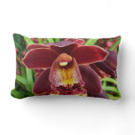 Maroon Orchids I Beautiful Red Floral Lumbar Pillow