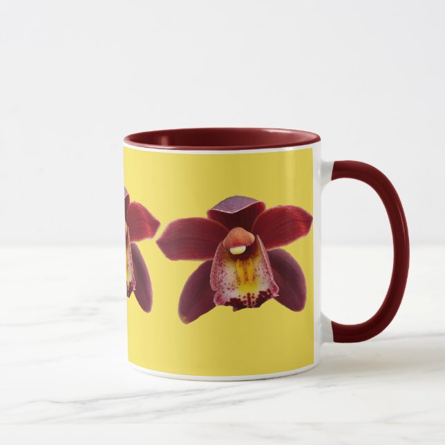 Maroon Orchids I Beautiful Red Floral Mug (Right)