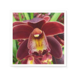 Maroon Orchids I Beautiful Red Floral Paper Napkins