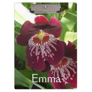 Maroon Orchids II Elegant Floral Clipboard