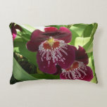 Maroon Orchids II Elegant Floral Decorative Pillow