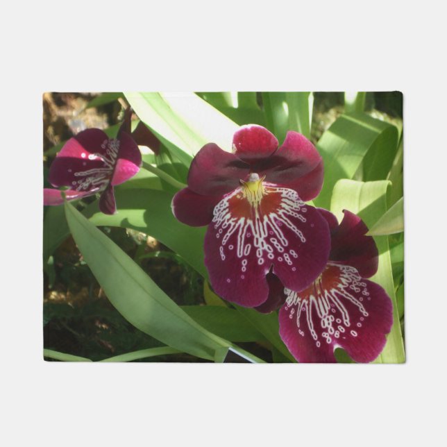 Maroon Orchids II Elegant Floral Doormat (Front)