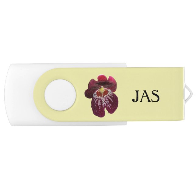 Maroon Orchids II Elegant Floral Flash Drive (Front)