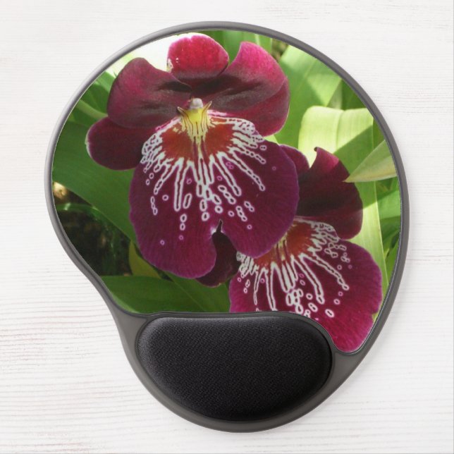 Maroon Orchids II Elegant Floral Gel Mouse Pad (Front)