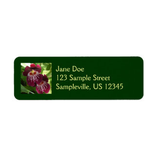 Maroon Orchids II Elegant Floral Label
