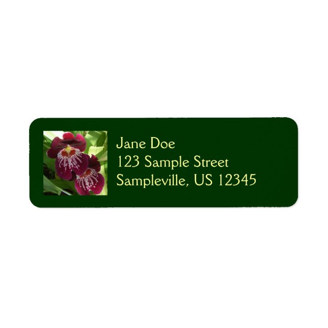 Maroon Orchids II Elegant Floral Label (Front)