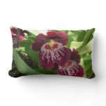 Maroon Orchids II Elegant Floral Lumbar Pillow