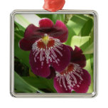 Maroon Orchids II Elegant Floral Metal Ornament