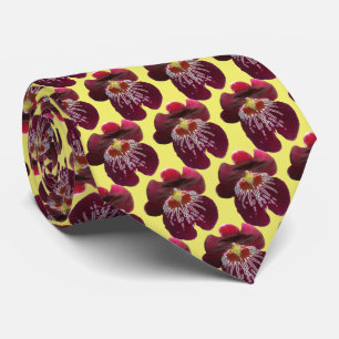 Maroon Orchids II Elegant Floral Neck Tie